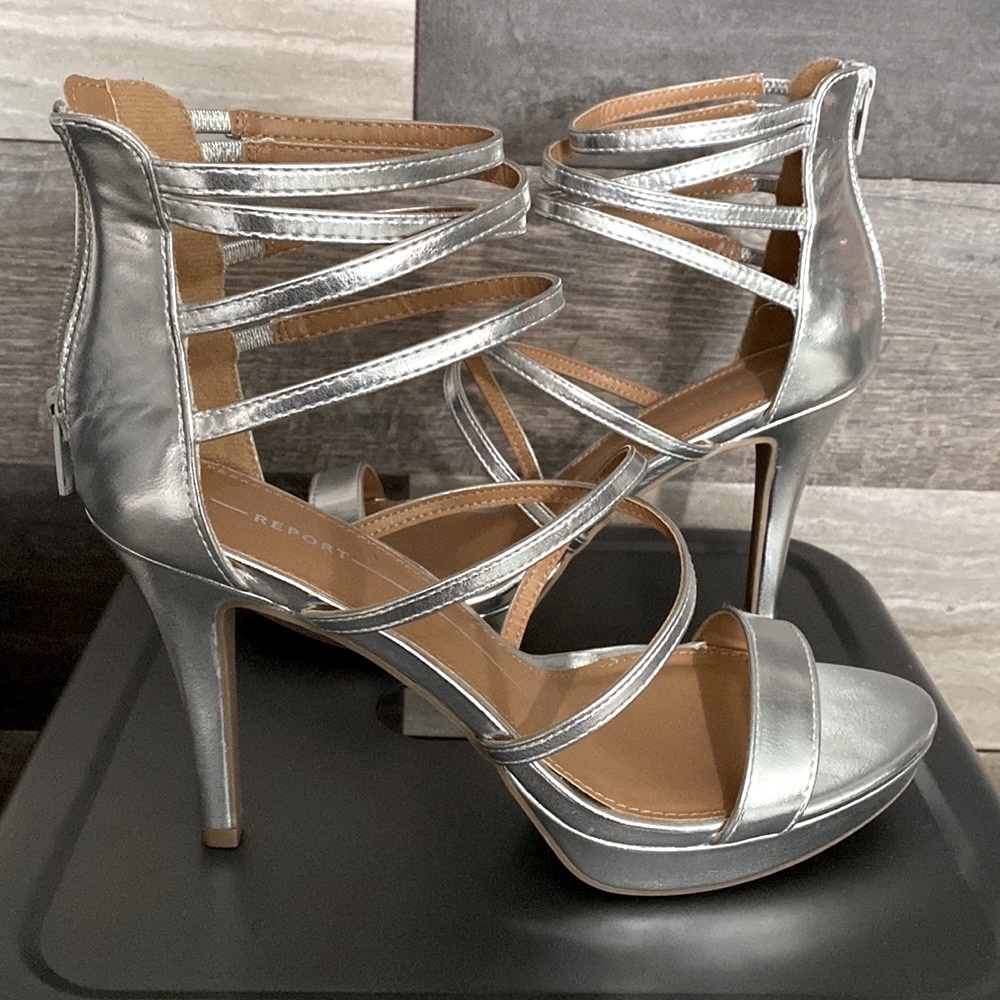 Silver platform heels